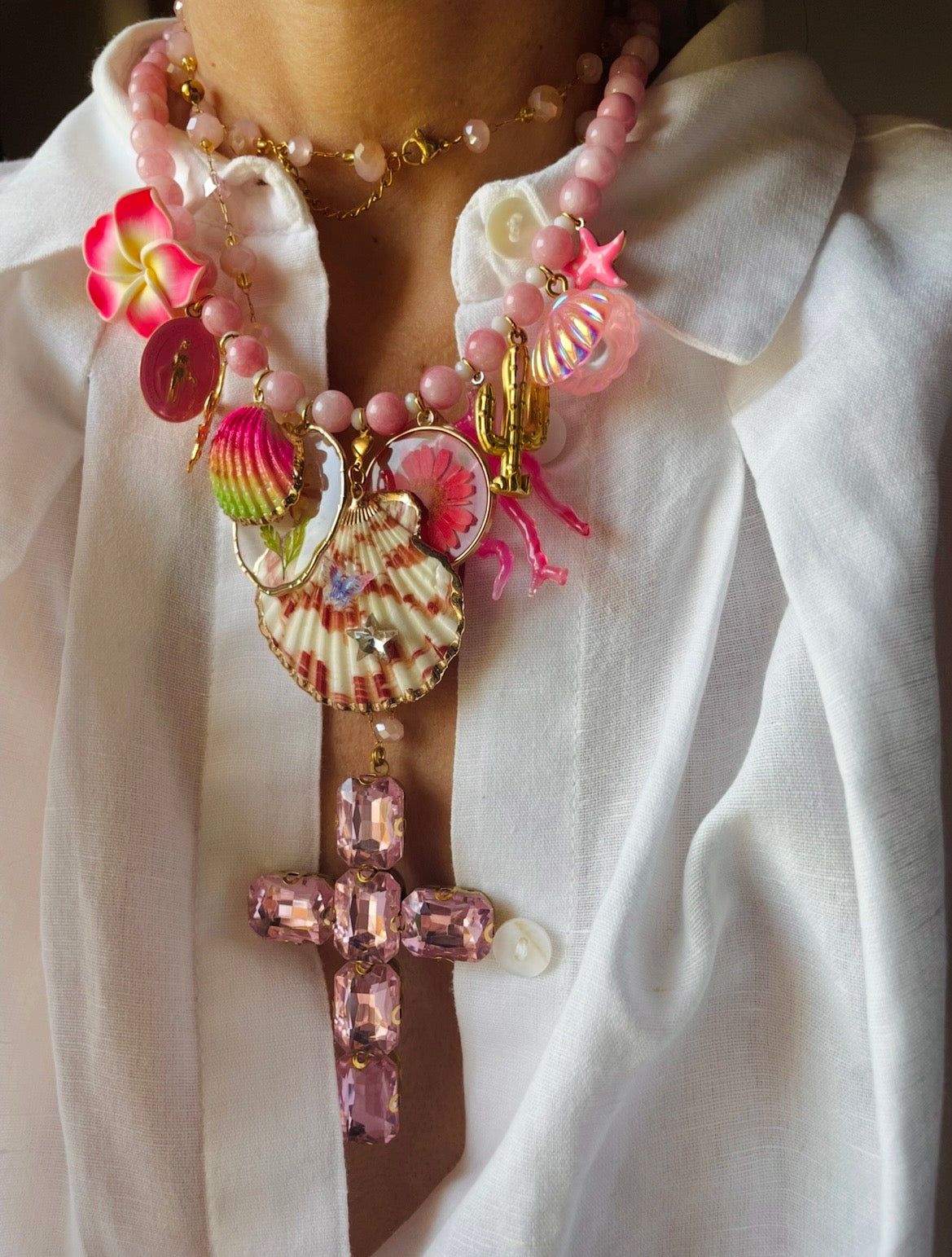 COLLANA CROCE ROSA