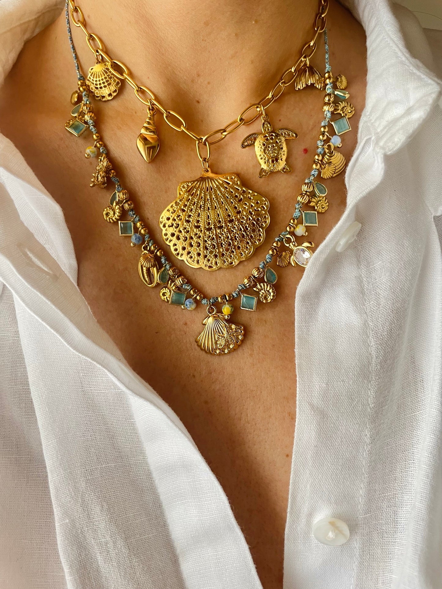 COLLANA CONCHIGLIE AZZURRE