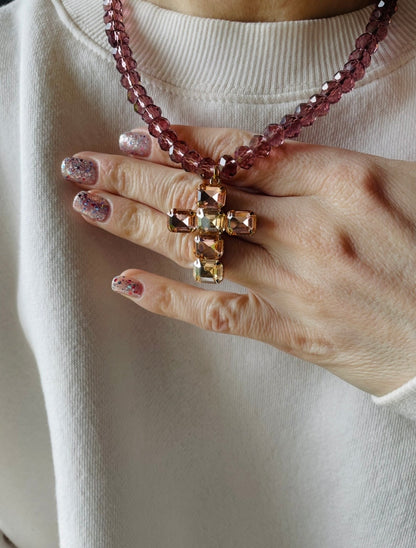 COLLANA CRISTALLI E CROCE