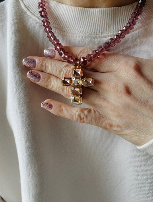 COLLANA CRISTALLI E CROCE