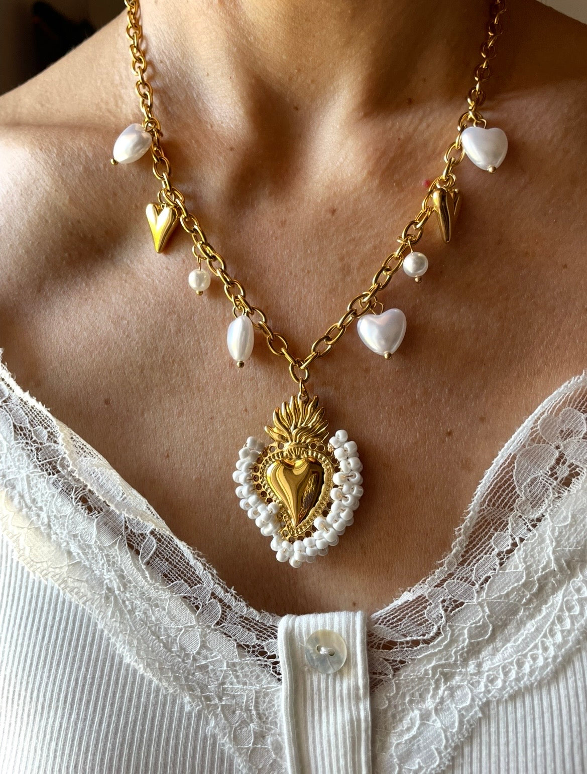 COLLANA CUORE BIANCO