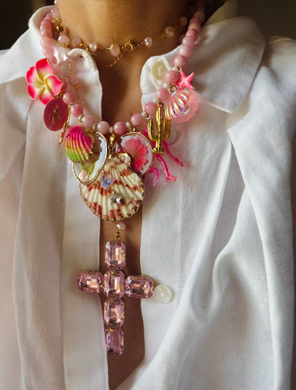 COLLANA CROCE ROSA