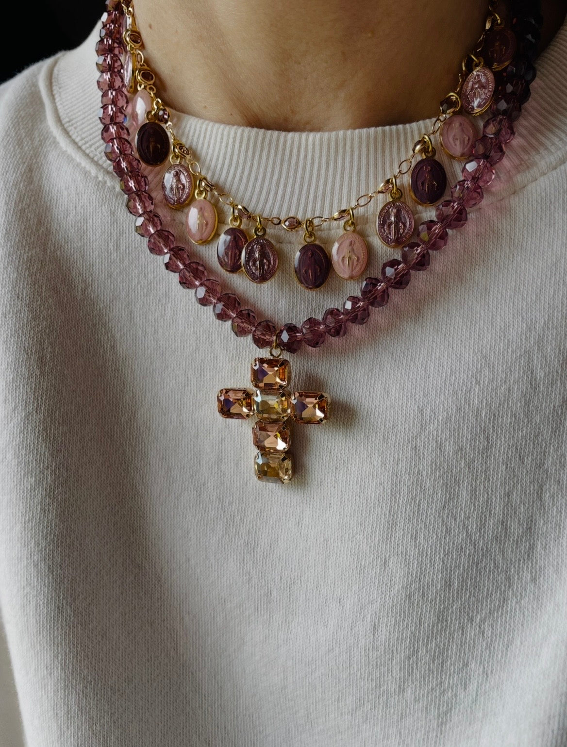 COLLANA CRISTALLI E CROCE