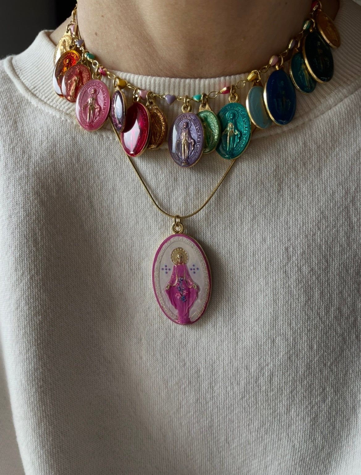 COLLANA CON MEDAGLIA MIRACOLOSA DIPINTA A MANO