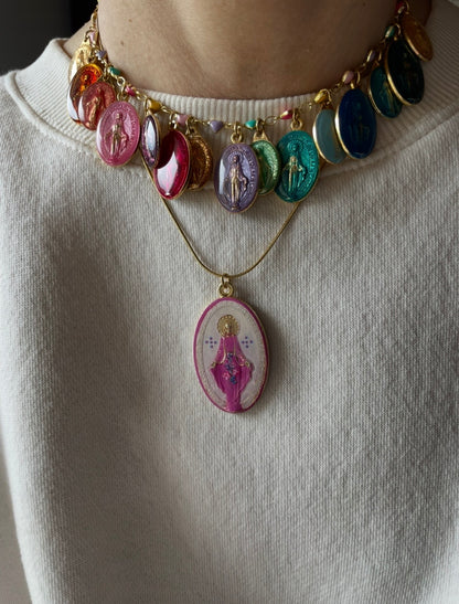 COLLANA CON MEDAGLIA MIRACOLOSA DIPINTA A MANO