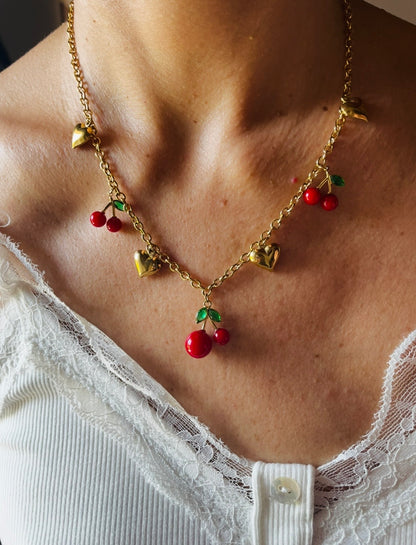 COLLANA CILIEGIE E CUORI