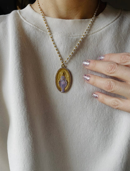 COLLANA MADONNA MIRACOLOSA DIPINTA A MANO
