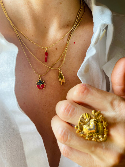 COLLANA TRE FILI PORTAFORTUNA
