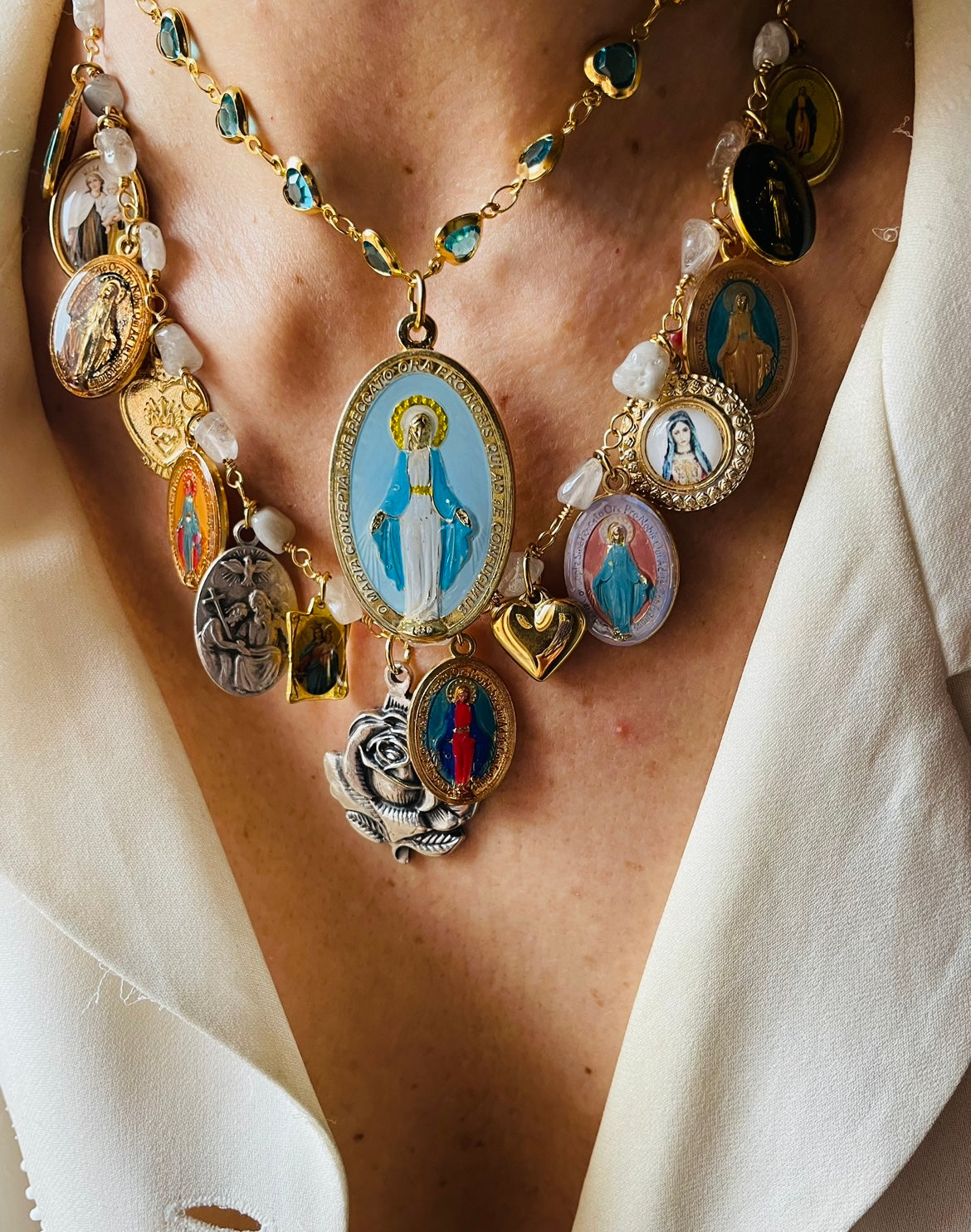 COLLANA MADONNA DIPINTA A MANO