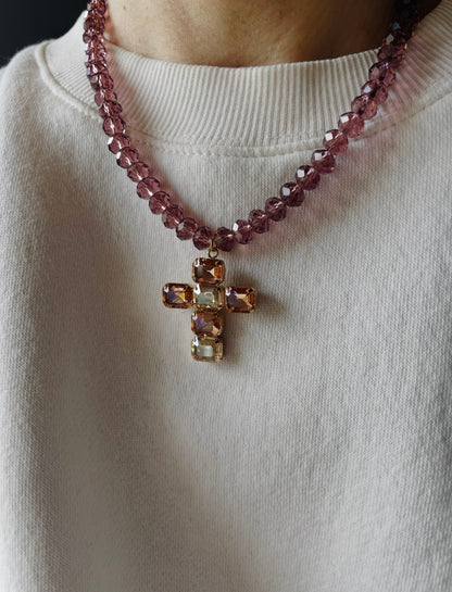 COLLANA CRISTALLI E CROCE