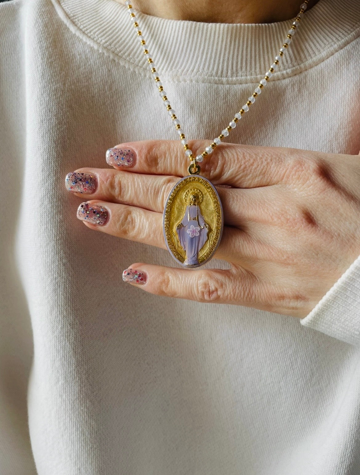 COLLANA MADONNA MIRACOLOSA DIPINTA A MANO