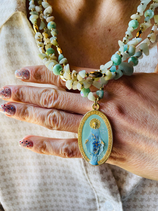 COLLANA CON MEDAGLIA MIRACOLOSA DIPINTA A MANO