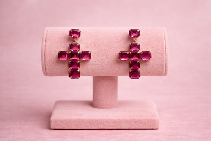 ORECCHINI CROCE FUCSIA