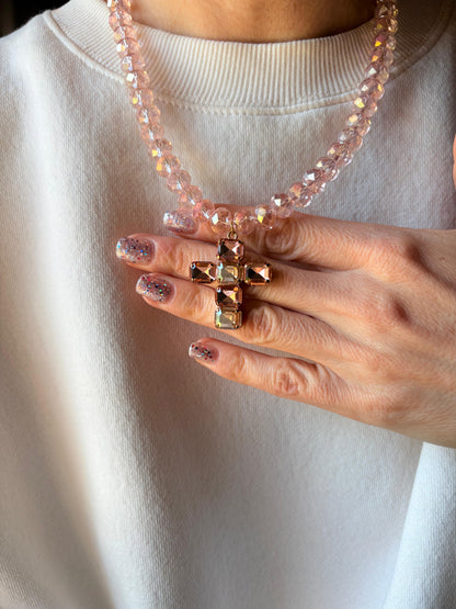 COLLANA CRISTALLI E CROCE