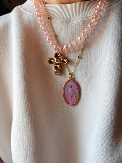 COLLANA CRISTALLI E CROCE