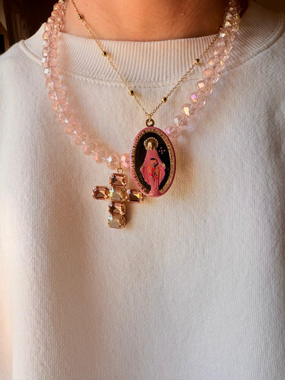 COLLANA CRISTALLI E CROCE