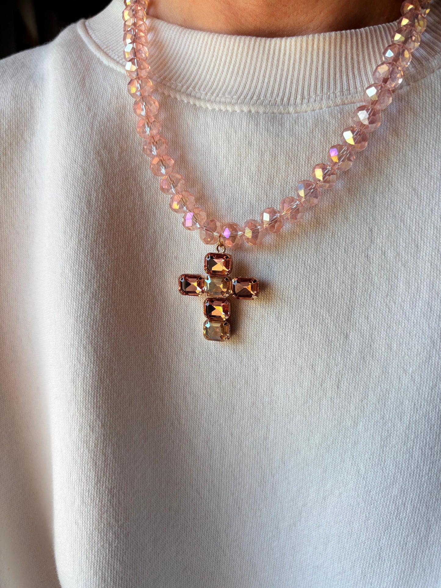 COLLANA CRISTALLI E CROCE