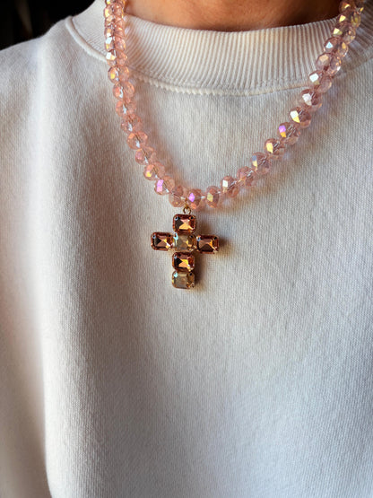 COLLANA CRISTALLI E CROCE