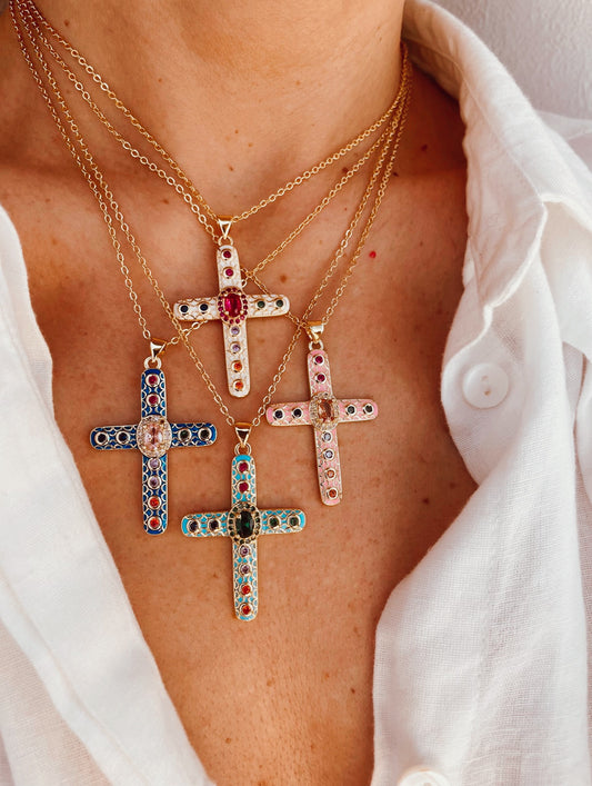 ENAMELED CROSS NECKLACE